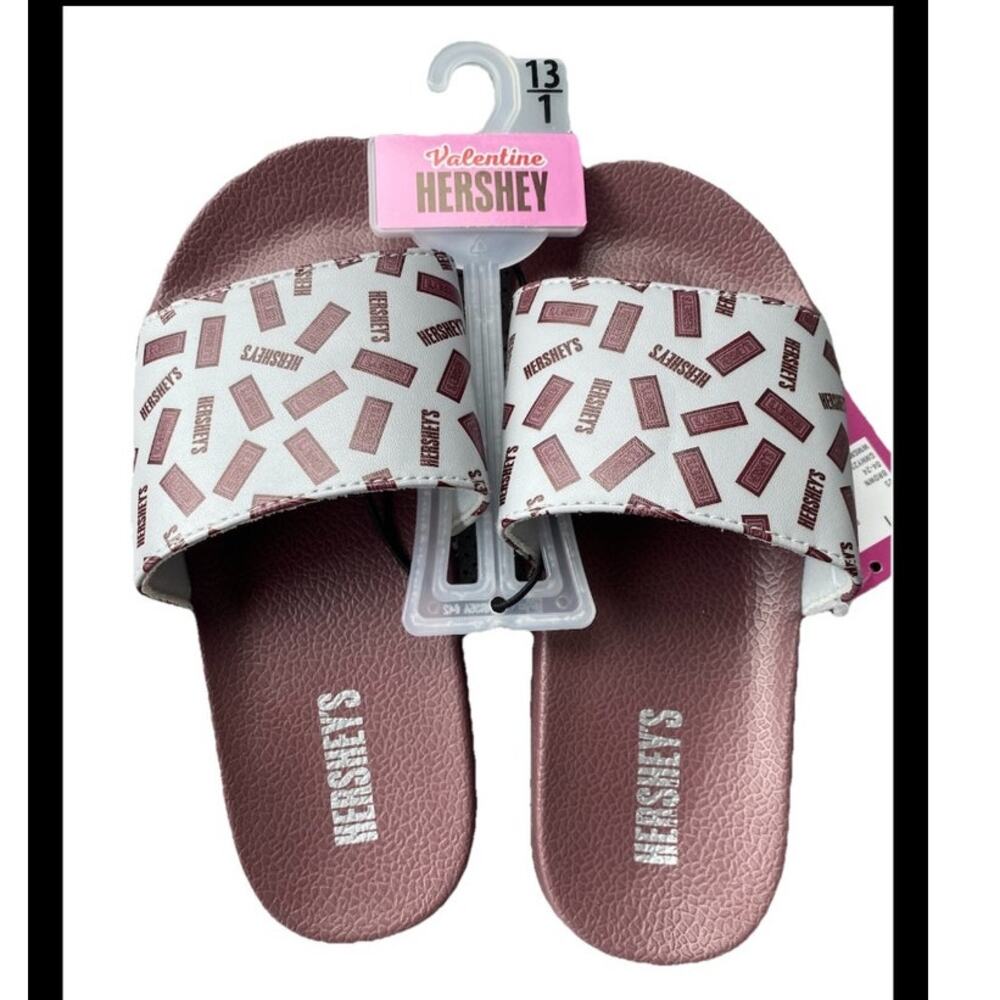 Hershey's Chocolate Girls Slides- Size 13/1 NWT Casual Valentine's Day